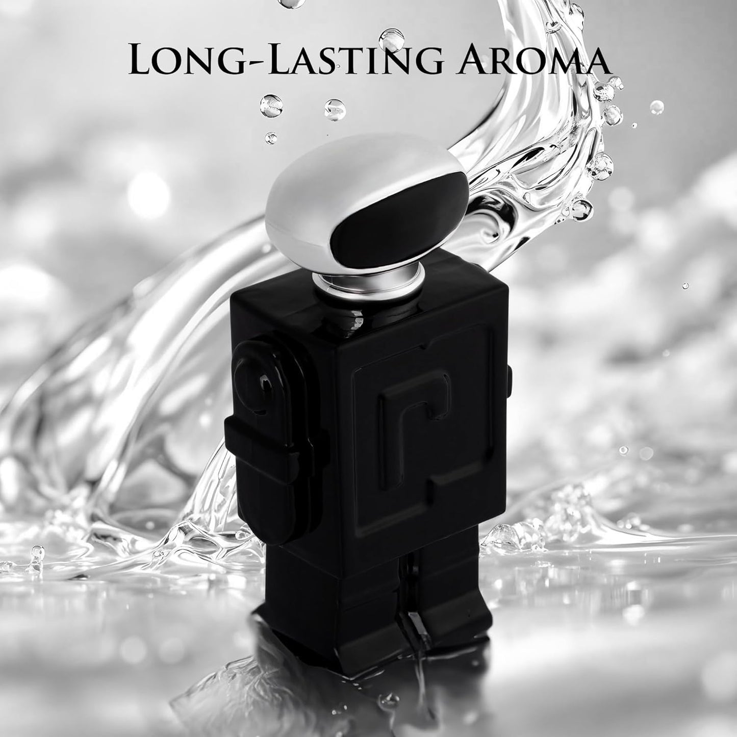 Robot Noir for Men - Fresh Woody Fragrance - Top Notes of Cardamom, Rhubarb, Bergamot & Lemon - base Scents of Vanilla, Tolu Balsam & Haitian Vetiver - Elegant 100ml Bottle, Parfume for Men