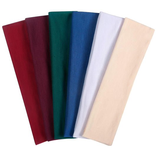 TERSE Women's Non Slip Elastic Sweat Headbands, Soft Fabric Hair Bands, 6 Count (Pack of 6), 2.25 inches Wide, Sports Headbands, Female, Adult