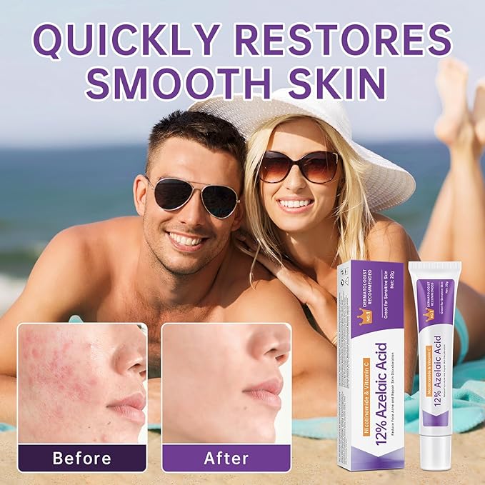 Azelaic Acid 12% Serum for Acne, 2PCS Azelaic Acid Cream Reduces Acne and Pimples, Nicotinamide Serum for Facial Redness and Excess Sebum for Smooth Skin
