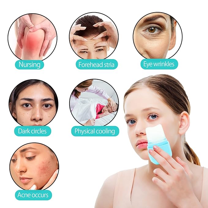 Ice Roller for Face, Facial Ice Roller for Firm Lubricate skin, Reusable Leak-proof Design & V-Shaped ice Face Mold, Ice Facial Massage Skin Care Cube Tools Gift for Women