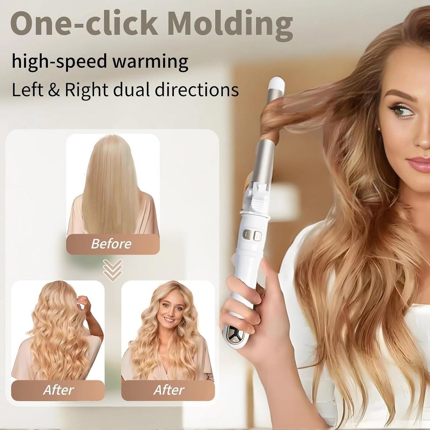 1.1 inch Automatic Curling Wand Rotating Curling Iron for Long Short Hair, Automatic Hair Curler with LED Display, Professional Hair Styling Irons Fast Heating