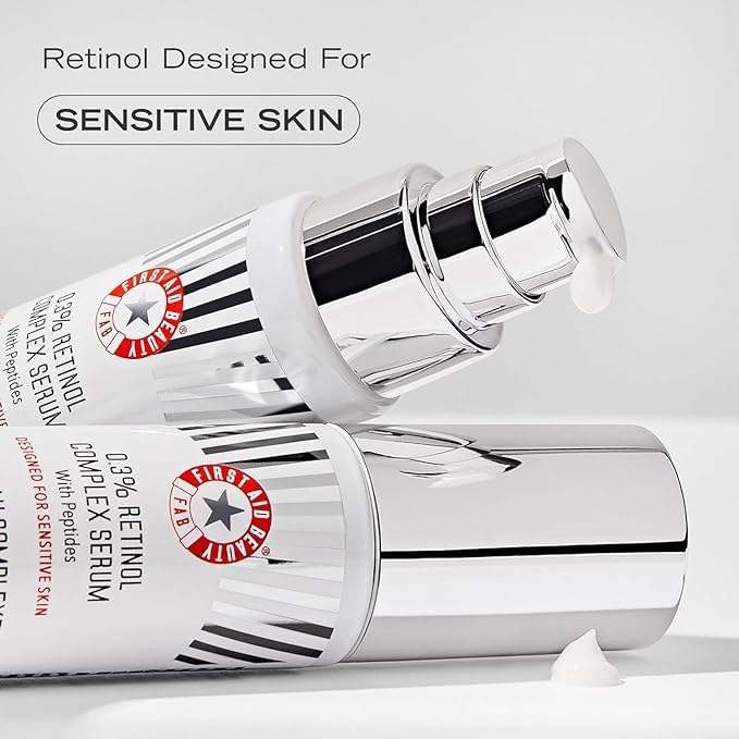 First Aid Beauty - Retinol Bundle: 0.3% Retinol Complex Serum with Peptides, 1 oz, & Retinol Eye Cream with Squalane + Ceramides, 0.5 oz, Improves Look of Lines & Wrinkles with Less Irritation, 2ct