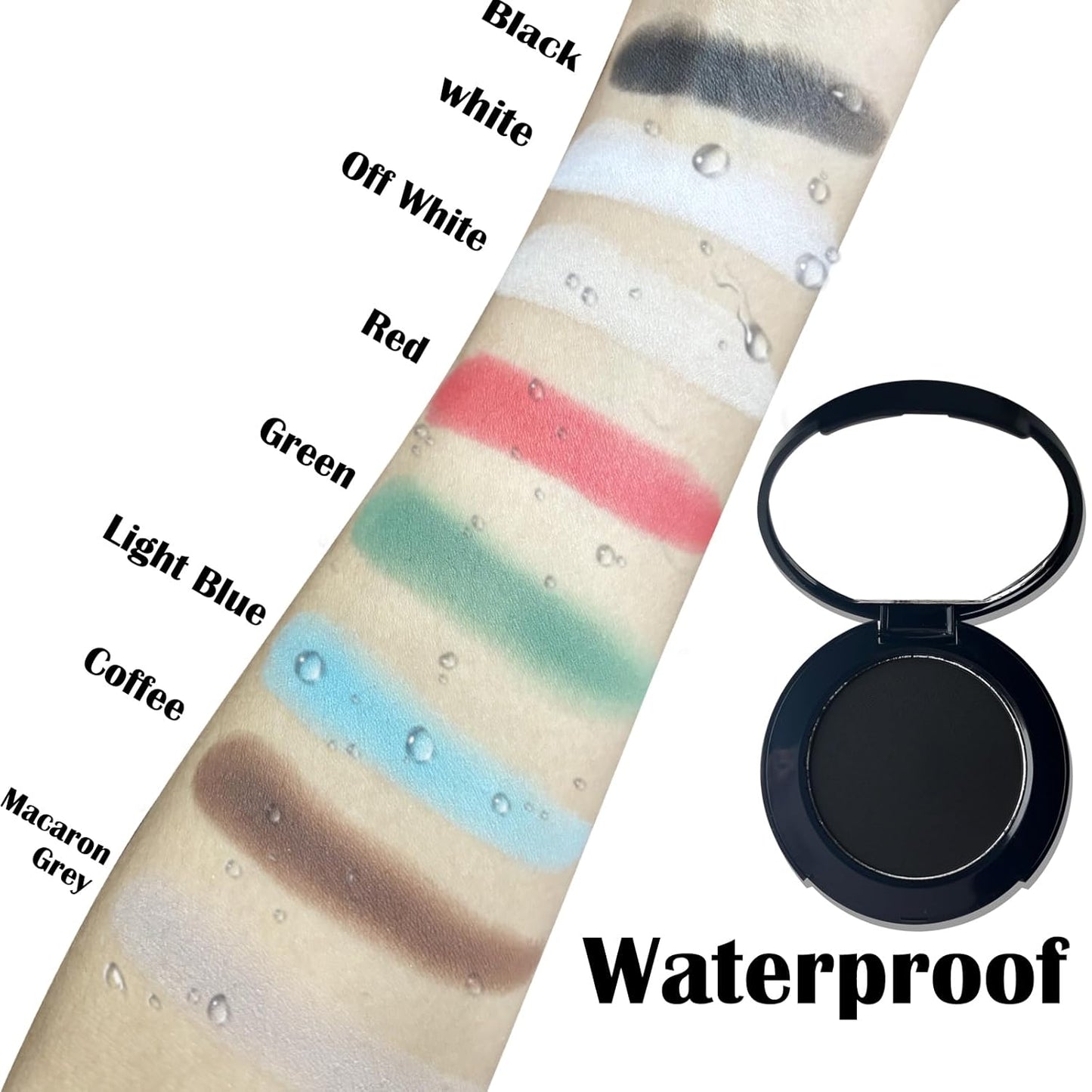 MEICOLY Black Eye Shadow with Mirror,Matte Single Eyeshadow for Halloween Elphaba Makeup,Pressed Powder Eyeshadow Makeup,Matte Shade Eyelid Color Eye Makeup for Women,High Pigment,Long Wear,Waterproof