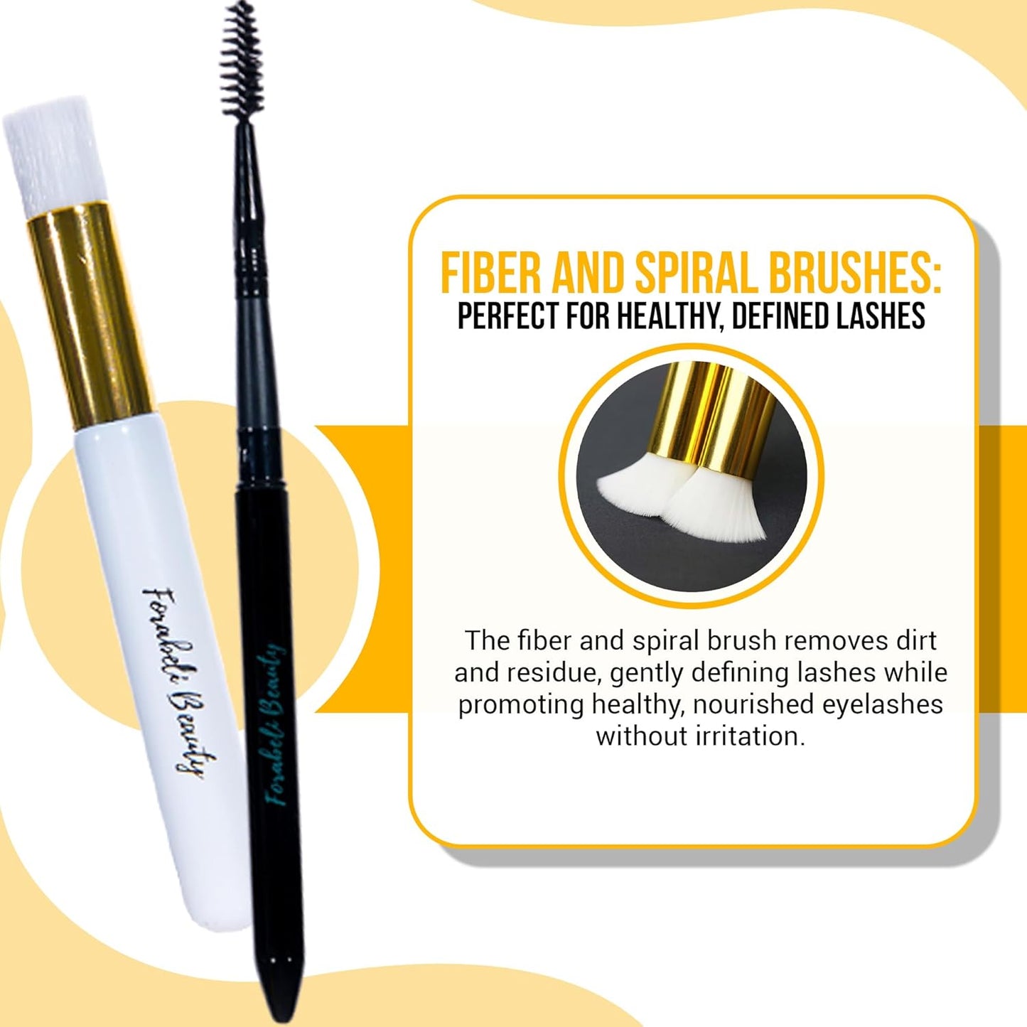 Forabeli Lash Shampoo 50ml with Brush and Wand - Eyelash Extension Cleanser, Eyelid Foaming Wash, Gentle Foam, Remove Oils and Makeup