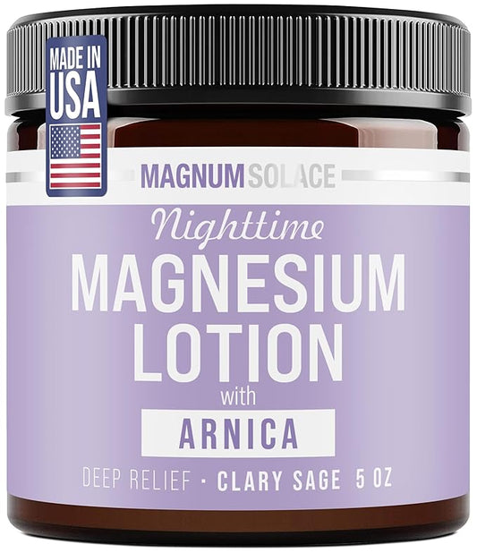 Nighttime Magnesium Lotion with Arnica – Soothing Relief & Relaxation, Highly Concentrated Magnesium for Muscles & Joints – Apply to Legs or Feet Before Bed – Skin-Friendly