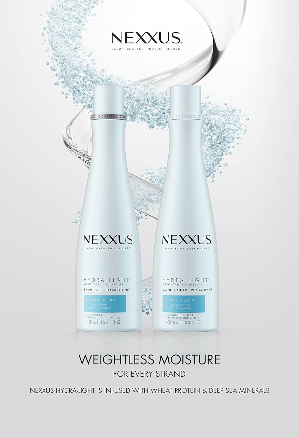 Nexxus Shampoo and Conditioner Hydra-Light 2 Count for Oily Hair Hair Care System Formulated With Proteinfusion Blend 13.5 oz