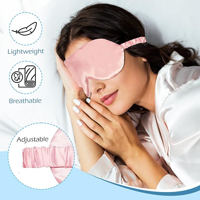 Le Luxe Sleep Mask (Luxury Silk Sleep Mask, Silky Smooth Comfort - Eye Cover - Eye Mask - Anti Aging - Skin Care - Ultra Soft - Light & Comfy (Crepe Pink)