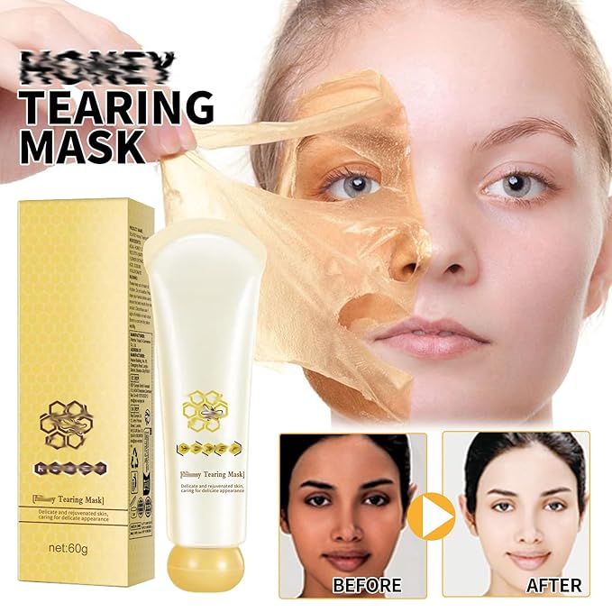 Glowtulip Honey Tearing Mask, Blackhead Control Honey Peel Mask for Face,Face Deep Cleasing & Moisturizing Mask,For All Skin (3PC)