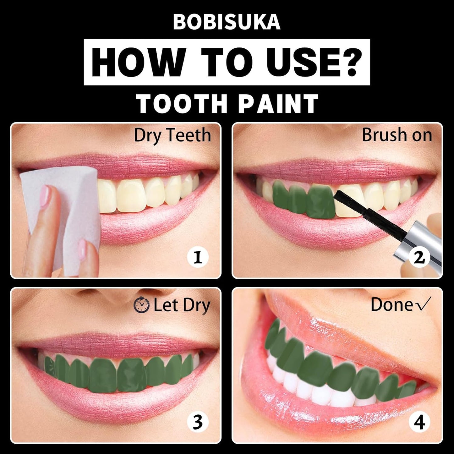 BOBISUKA Green Tooth Paint, Professional Green Teeth Makeup Solution - Safe, Quick Dry & Realistic, Perfect for Cosplay, Halloween Makeup, Theater, and Special Effects (5 ml)