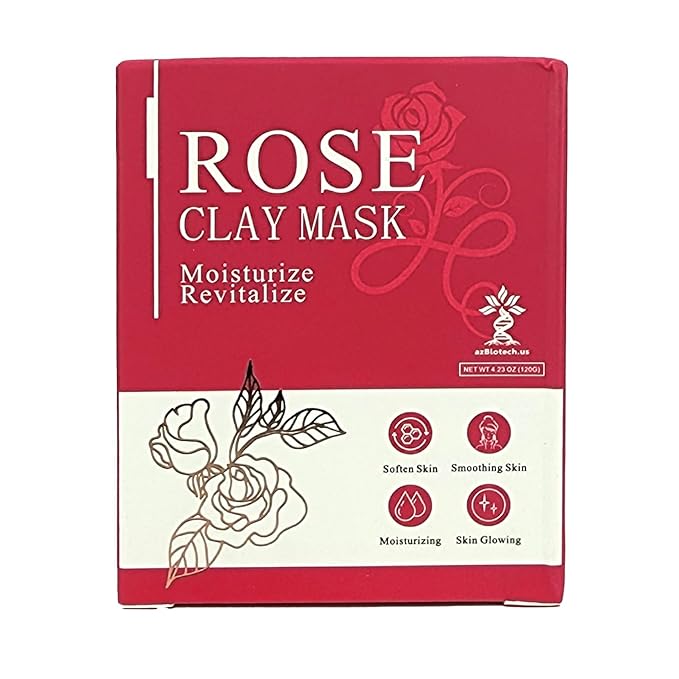 Rose Facial Mask, with Rose Extract, Vitamin C, Glycerol, Aloe vera, Vitamin E for Moisturizing, Smooth and Skin Glowing, 4.23 Oz (120G)