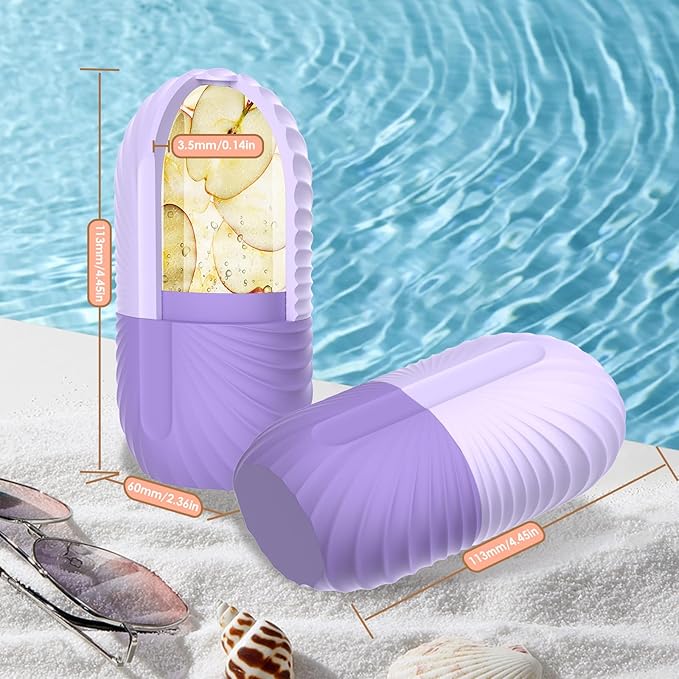 Ice Face Roller, Silicone Facial Ice Roller, Reusable Skin Care Massager Tools for Relieve Puffiness, Tighten Skin, Shrink Pores Shell Purple