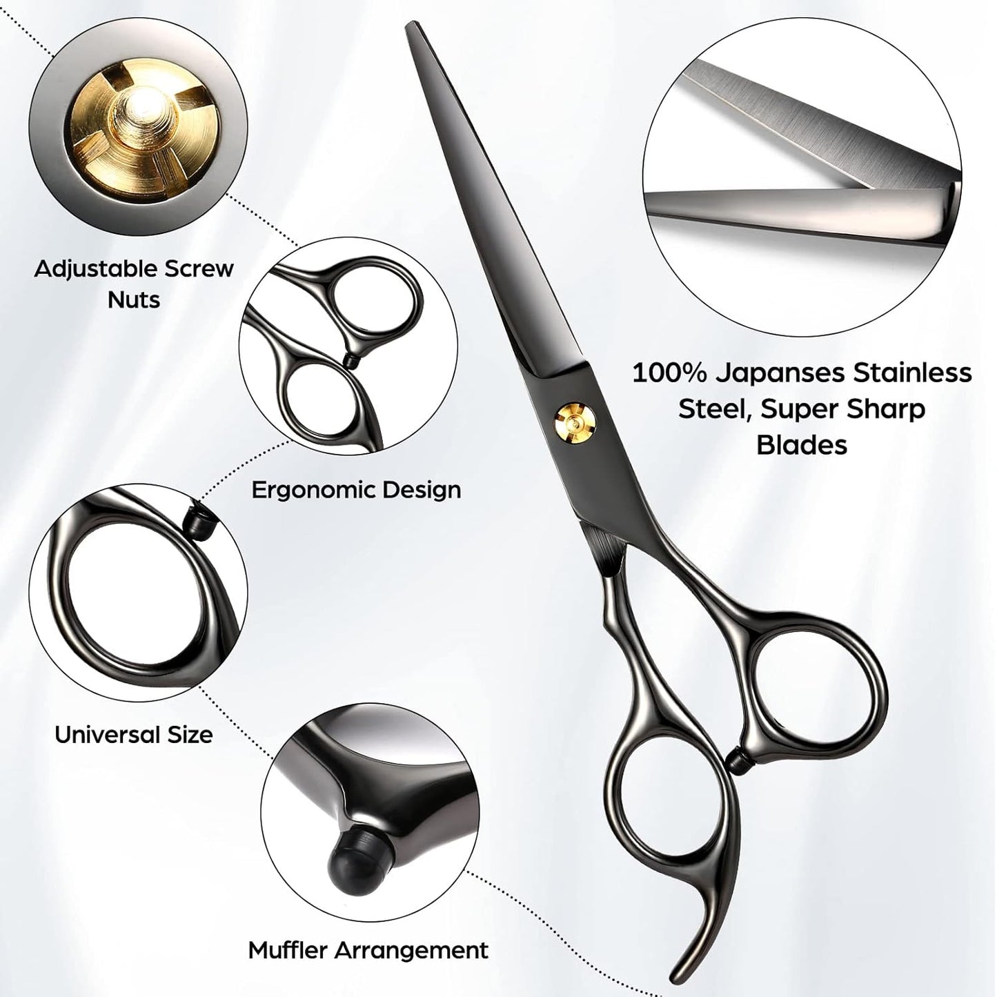 Hair Cutting Scissors Professional 6.89 inch Barber Scissors Multifunctional Salon Thinning Scissors Straight Shears Tools for Mother Father Friends' Christmas Gift