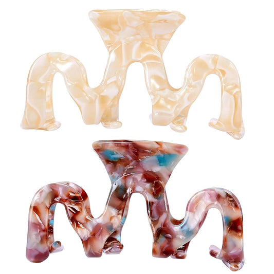 Large Tortoise Shell Claw Clip 3.5 Inch Cellulose Acetate Hair Claw Clips Checkered Hair Claw Clips French Design Hair Jaw Clamp for Women Ladies (2 Pack)