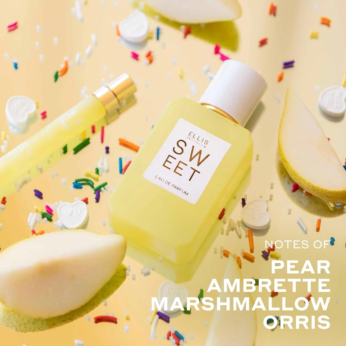 Ellis Brooklyn Sweet Eau de Parfum, Gourmand Perfume for Women with Pear, Marshmallow & Orris, Vegan, Cruelty-Free, Paraben-Free, Made in the USA, 50ml / 1.7oz