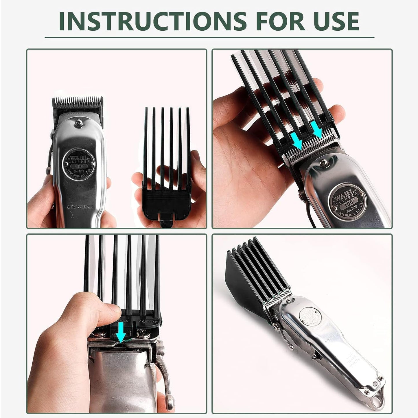 3 Inch Clipper Guards, Hair Clipper Guide Combs Premium for Wahl Clippers Mega Cutting Guides/Combs with 8 Cutting Lengths from 1.25-3 Inch (Black, 8pcs from 1.25-3 Inch)