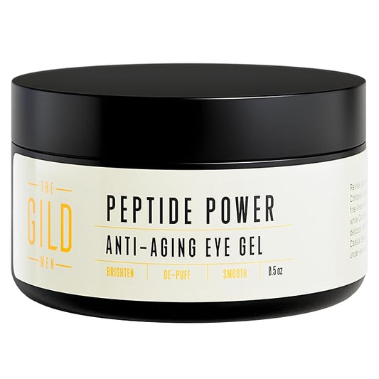 Peptide Power Anti-Aging Eye Gel For Men with Peptide Complex - Daily Wrinkle Creamy Gel - Line Smoothing For Wrinkles, Dark Circles & Puffiness 0.5oz