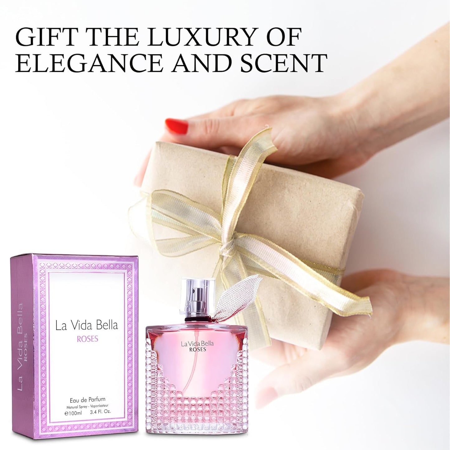 2PCS La Vida Bella Rose Perfume for Women Long Lasting Fragrance Eau de Parfum Floral & Sweet Women's Perfume Daily Used 3.4 Fluid Ounce