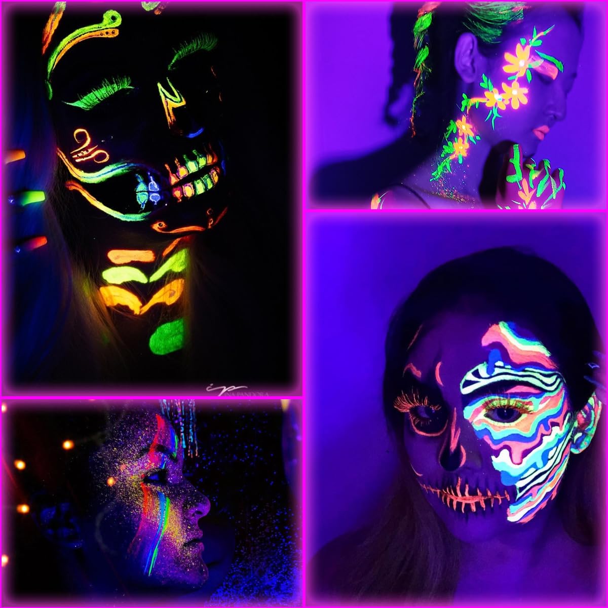 Bowitzki 30g Professional Face Paint Body Paint Water Based Face painting Makeup Safe for Kids and Adults Split Cake Single Color (Neon White)