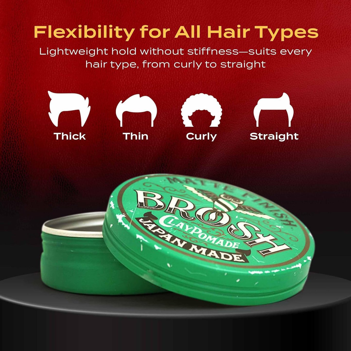 BROSH Matte Finish Clay Pomade with Medium Hold & Natural Finish, Lightweight Water-Based Hair Styling Paste for Men, 4 Oz