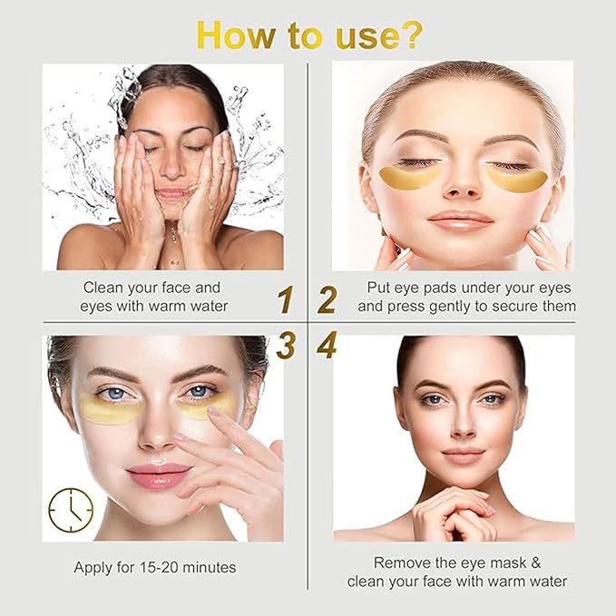 Under Eye Patches, 24K Gold Eye Mask, Eye Patches for Puffy Eyes and Dark Circles Reduce Eye Bags Fine Lines Smooth Wrinkle, Anti-Aging,Hydrating, Eye Skin care Pads with Collagen (60PCS)