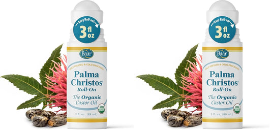 Baar Palma Christos Roll-On, Organic Castor Oil 3 oz (Pack of 2)