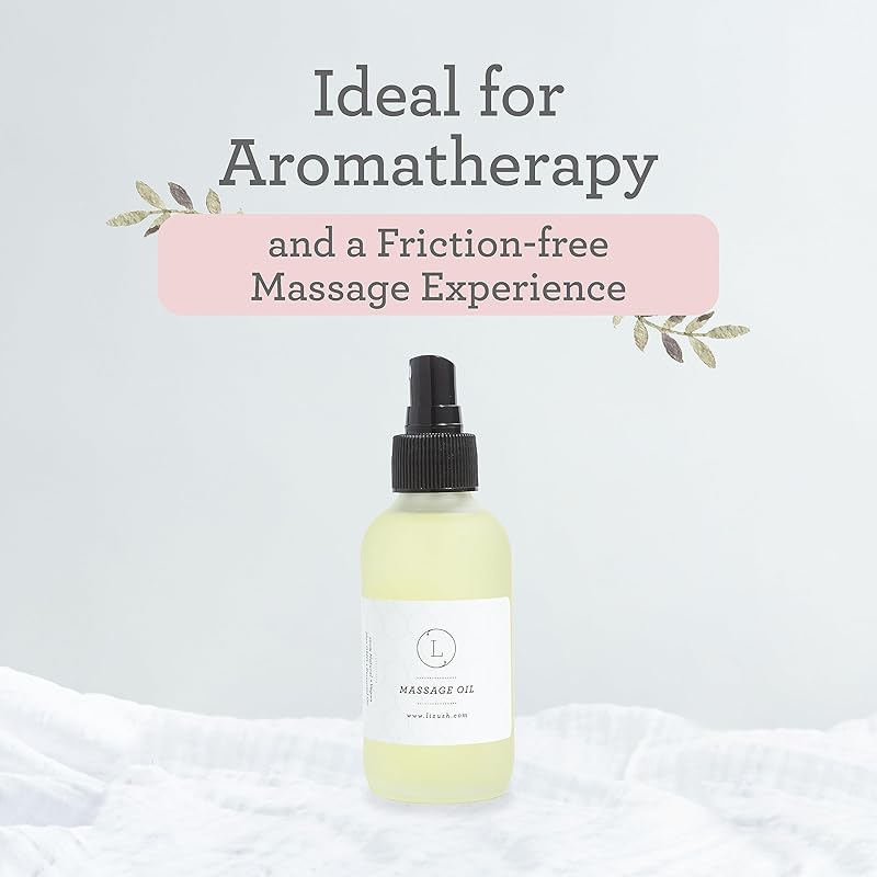 Lizush Eucalyptus Massage Oil, Moisturizing Nourishing and Reviving Massage Oil for Silky Skin, 4 oz Pampering Body Oil for Men, Women, Natural, Vegan and Non GMO, Premium Oils Handmade in the USA