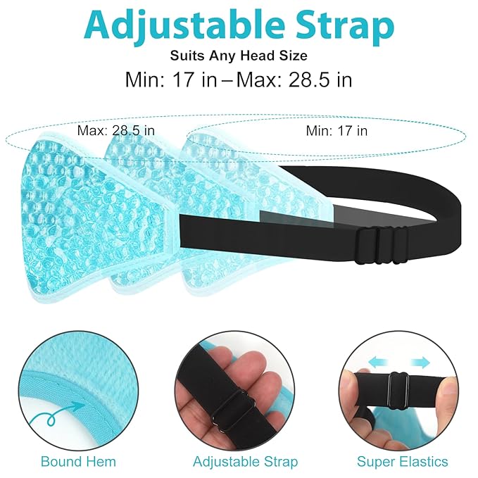 BeeVines Gel Eye Mask, 2 Pack Cooling Ice Masks for Puffy Eyes for Men & Women, Cold & Warm Compress for Post Surgery, Puffiness, Allergies, Sinuses & Migraines Treatment