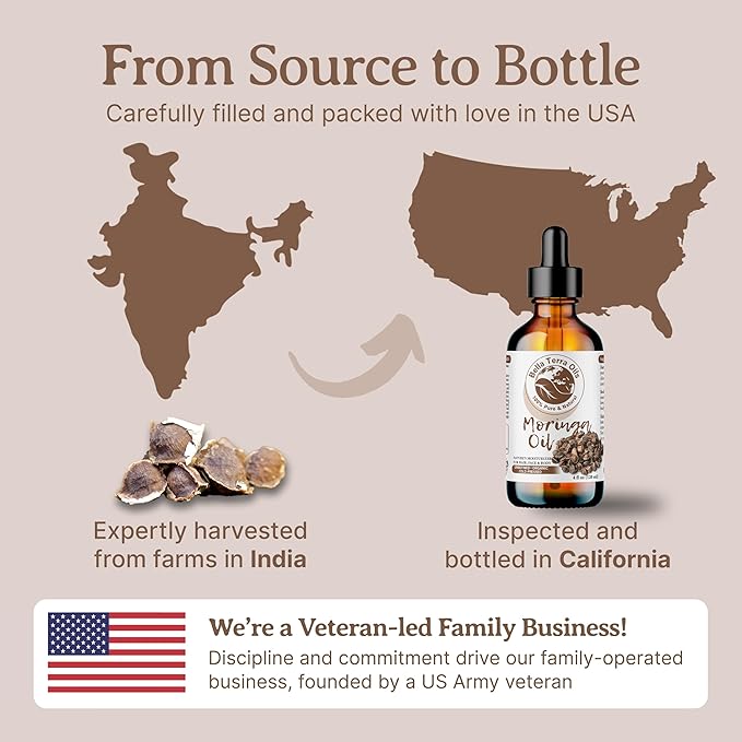 Bella Terra Oils Moringa Oil for Radiant Skin & Lustrous Hair – 1gallon, Antioxidant-Rich, Non-Greasy, Quick Absorption