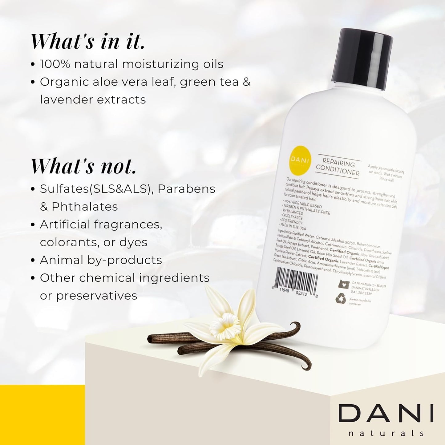 DANI Naturals Conditioner – Sandalwood Vanilla, Strengthening & Thickening for Fuller-Looking Hair, Lightweight & Hydrating, Vegan & Color-Safe, 12 oz