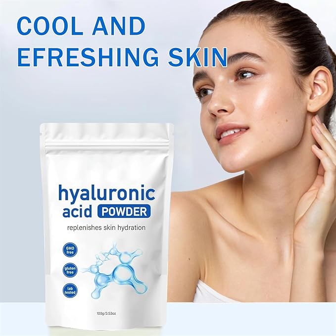 Hyaluronic Acid Powder, Hyaluronic Acid Powder for Skin Care, Low Molecular Weight, Water Soluble Hydrating Ingredient for Moisture, Skin Hydration and Moisture Support