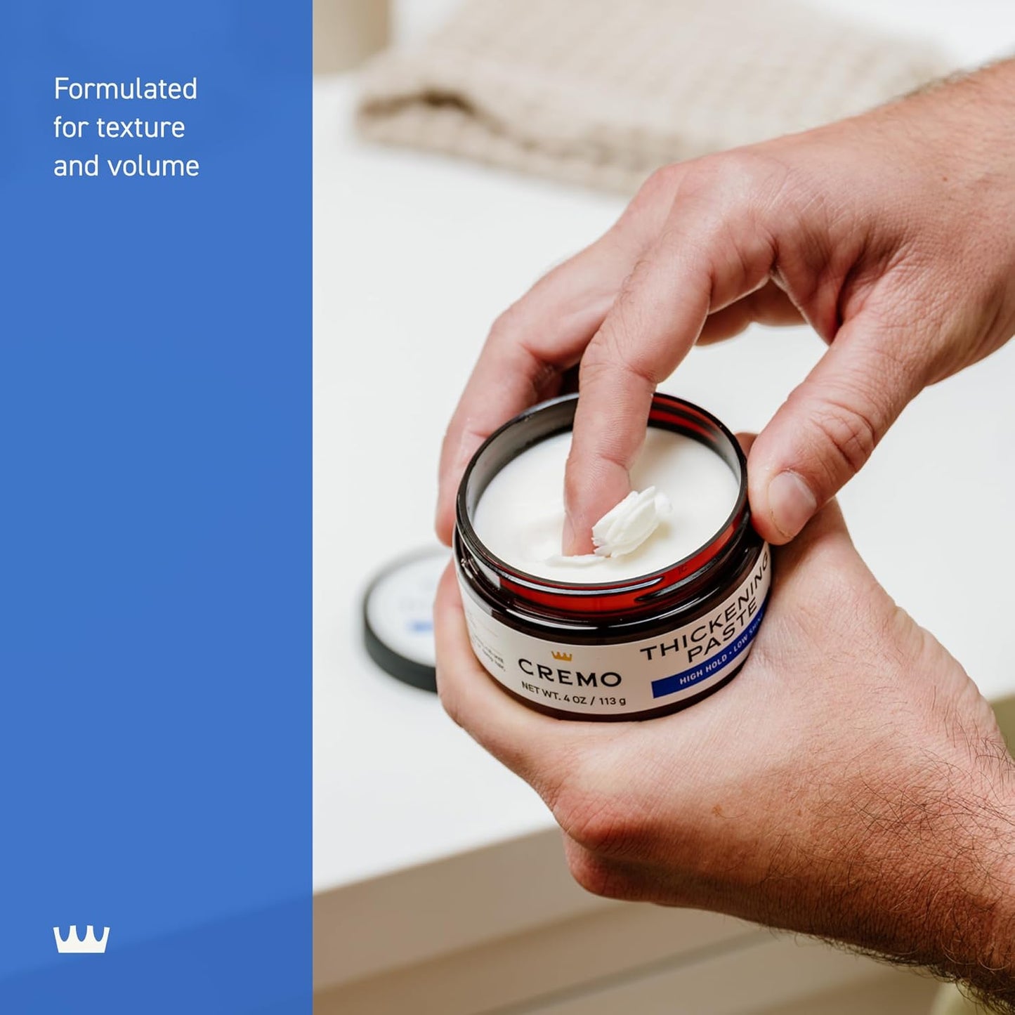 Cremo Hair Thickening Paste for Men - Premium Barber Grade Thickening Paste, High Hold and Low Shine, Hair Styling 4 Oz