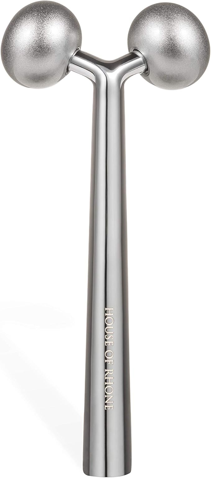 Facial Roller Massager, Cooling Metal to Contour and Reduce Puffiness, Face Lift, Anti-Aging, Skin Tightening & Botox Alternative, Reduce Wrinkles -Gua Sha Not Your Typical Jade Roller Massager