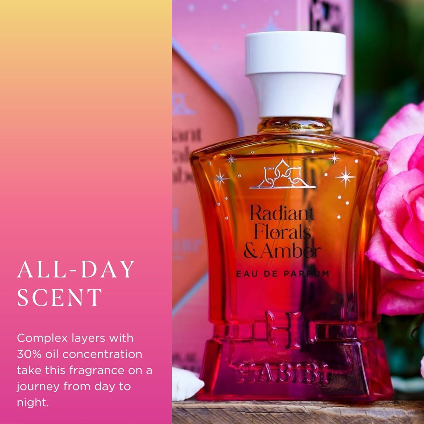 H HABIBI Radiant Florals & Amber Musk Arabian Perfume for Women – 2.5 oz (75ML) Long Lasting Women's Fragrance, Soft Floral Scent with Violet, Rose & Jasmine Notes