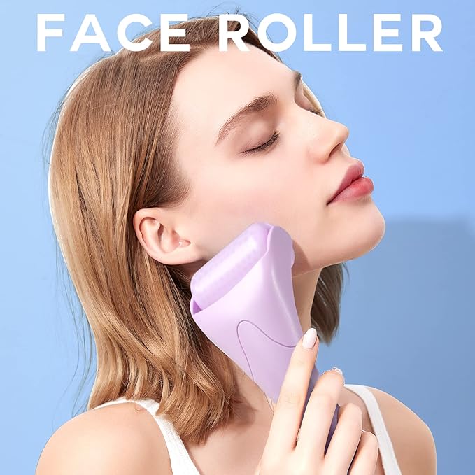 Teenitor Purple Ice Roller for Face, Anxiety Relief Items, Ice Face Roller Skin Care, Cold Roller for Puffiness, Roller Freezer Facial Massager Skin Care Tools
