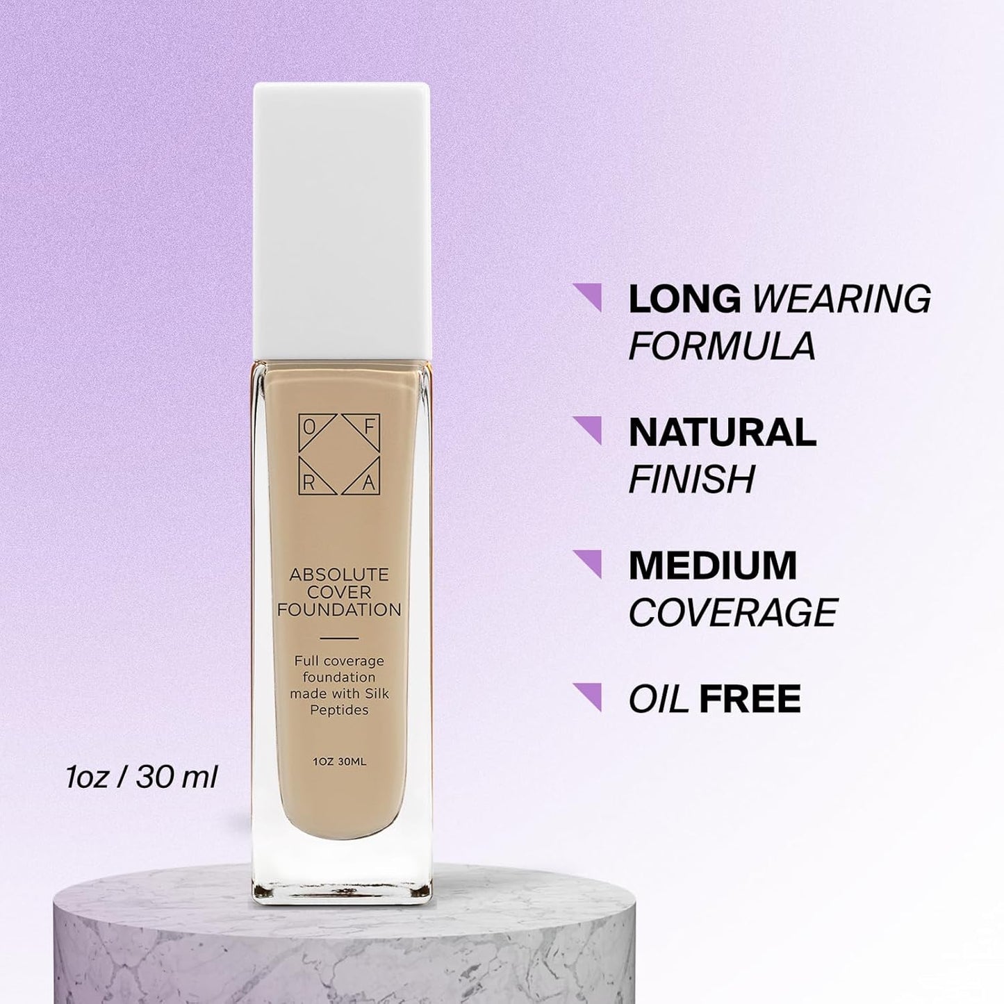 OFRA Absolute Cover Foundation #4 | Liquid Medium Coverage Foundation with Natural FInish | Oil-Free Face Makeup | Medium Shade with Neutral Undertone | 1oz/30ml