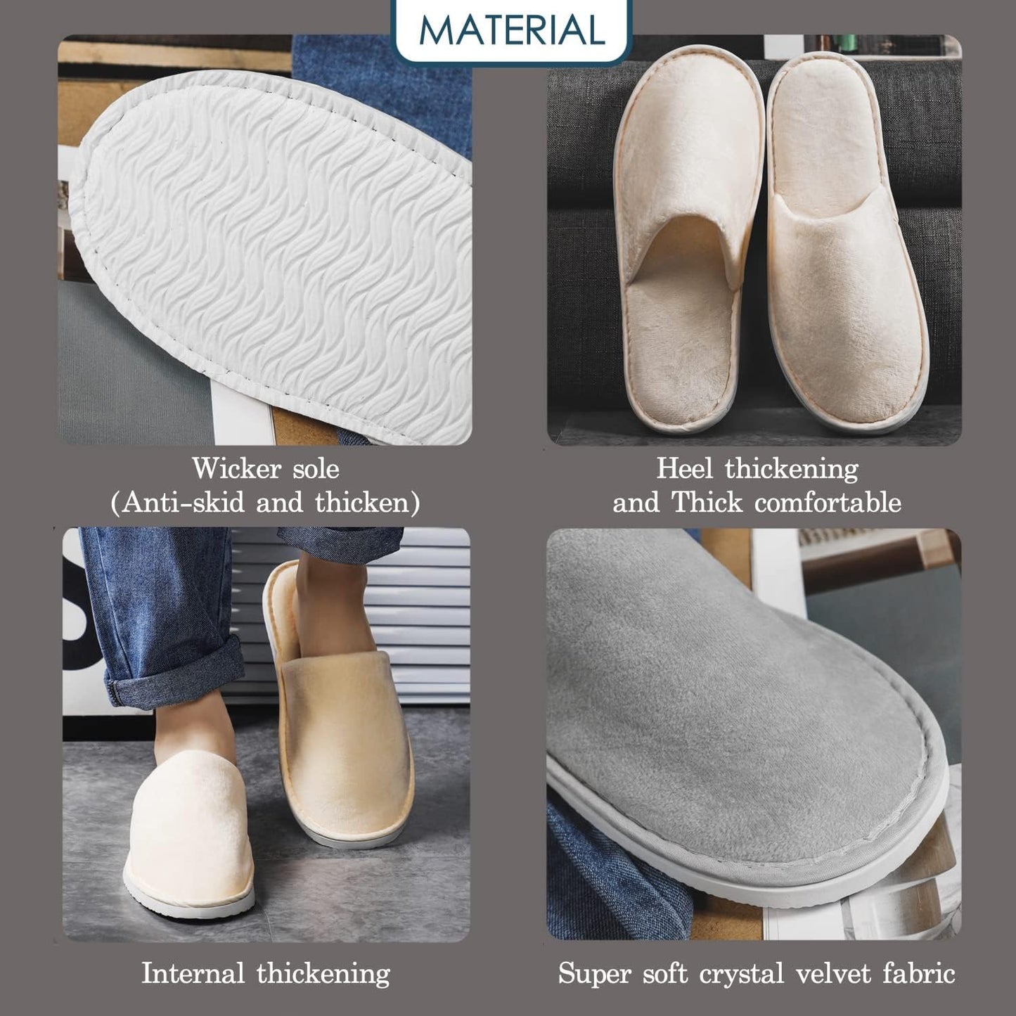 6-10 Pairs Spa Slippers, Non Slip Disposable Slippers For Guest, Washable Reusable, Which Can Be Used As Women Men, House, Indoor, Bathroom, Bedroom, Hotel, Bride Slippers