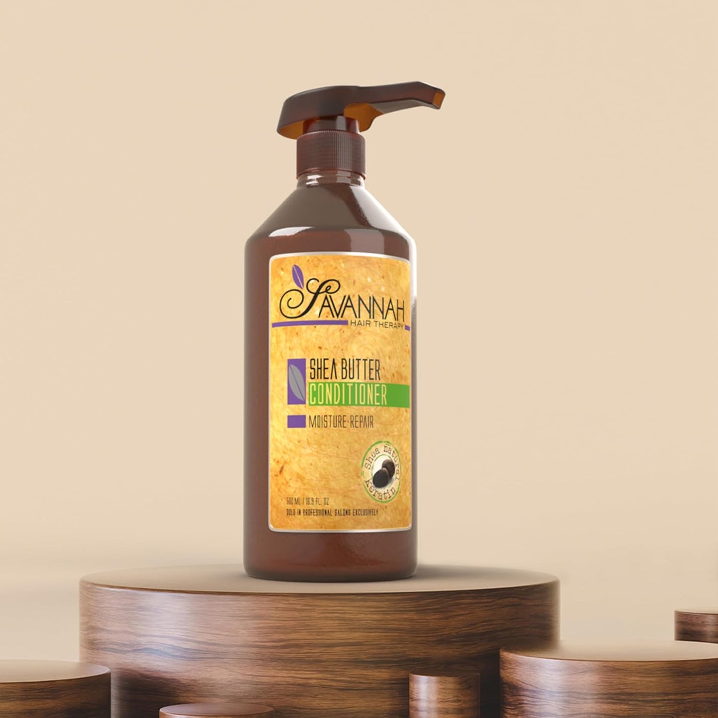 Savannah Hair Therapy Conditioner with Shea Butter & Keratin – Moisturizing, Sulfate-Free Formula for Dry, Damaged or Color-Treated Hair – Professional Salon Care 500 ml (16.9 oz)