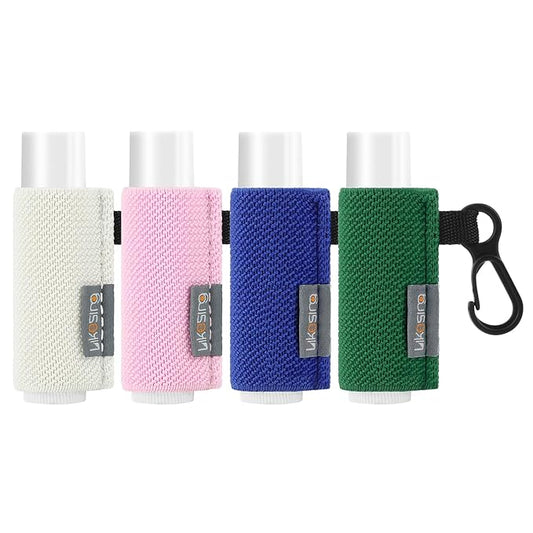 Lip Balm Holder Keychain, 4 Pack Chapstick Keychain with Clip On for Backpacks, Sports bottles, Tight-Knit Elastic Lipstick Sleeve Holder Keychain Gifts for Friends Women Girls Boys Man