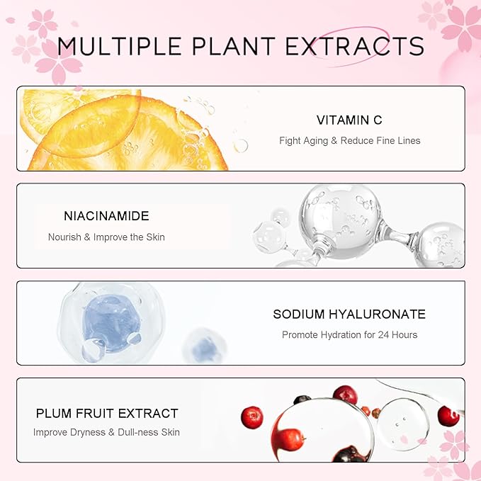 Skincare Set Japan Sakura Skin Care Set - Skincare Kits Gifts for Teen Girls, Travel Kit for Women Skin Care Routine Kit: Cleanser, Toner, Serum, Eye Cream, Face Cream, Beauty Christmas Gifts Set