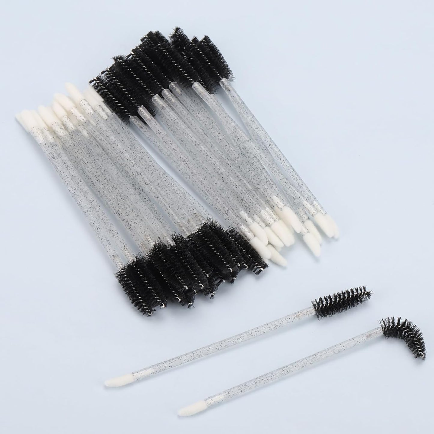 500 Pcs Dual Ended Eyelash Brush Lip Brush, Black Disposable Mascara Wands Lipstick Applicator, Portable Makeup Brush for Eyebrow, Lip