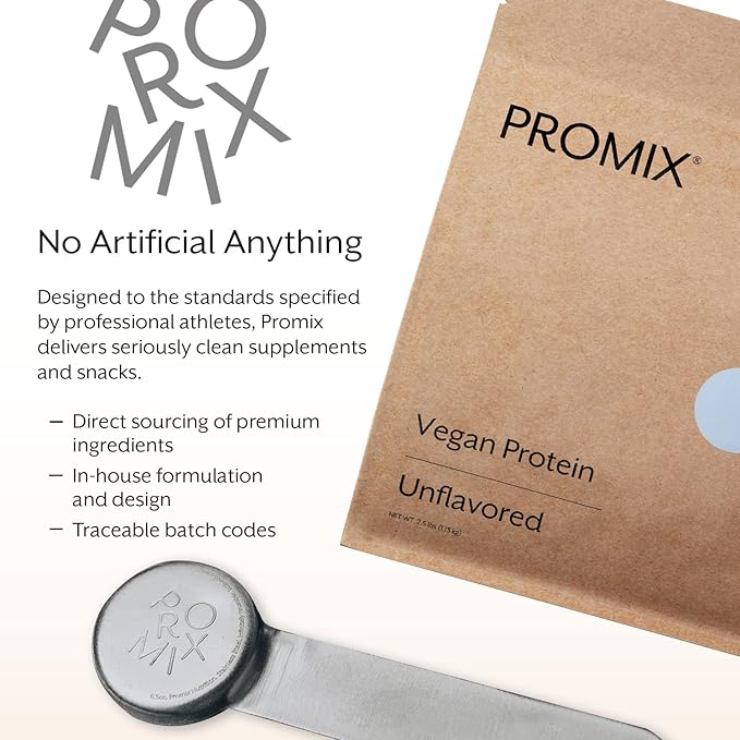 Promix Plant-Based Vegan Protein Powder, Unflavored 2.5lb Bulk B-12 -