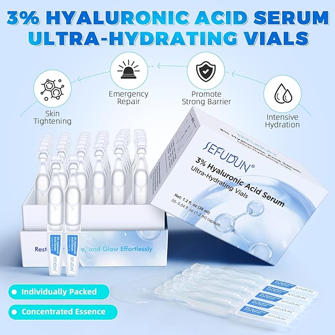 Wake Nature Perfection Hyaluronic Acid – Ultra Hydrating Serum for Smooth– Hyaluronic Acid Tubes for Deep Moisture– Pre-Makeup Hydration for All Skin Types