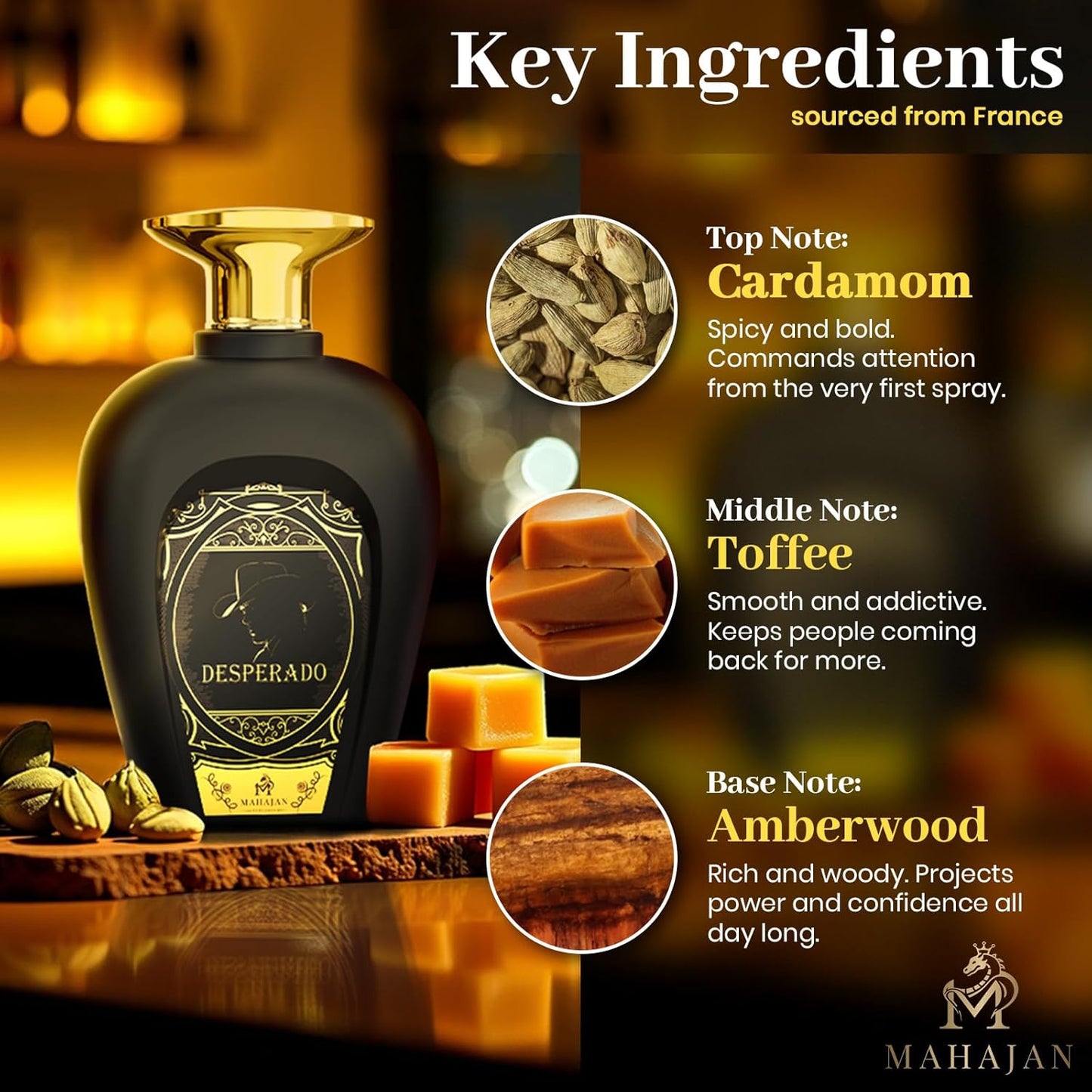 Mahajan Desperado Eau de Parfum - Powerful & Seductive Men’s Cologne - Spicy, Woody, & Sweet Fragrance for Day & Night - Long-Lasting Luxury Perfume for Men (3.4 oz)