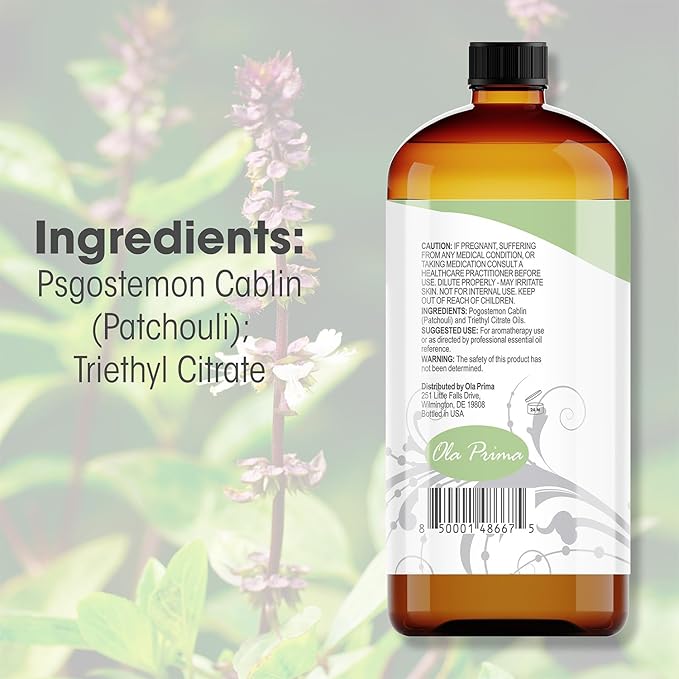 Ola Prima Oils 16oz - Patchouli Essential Oil - 16 Fluid Ounces