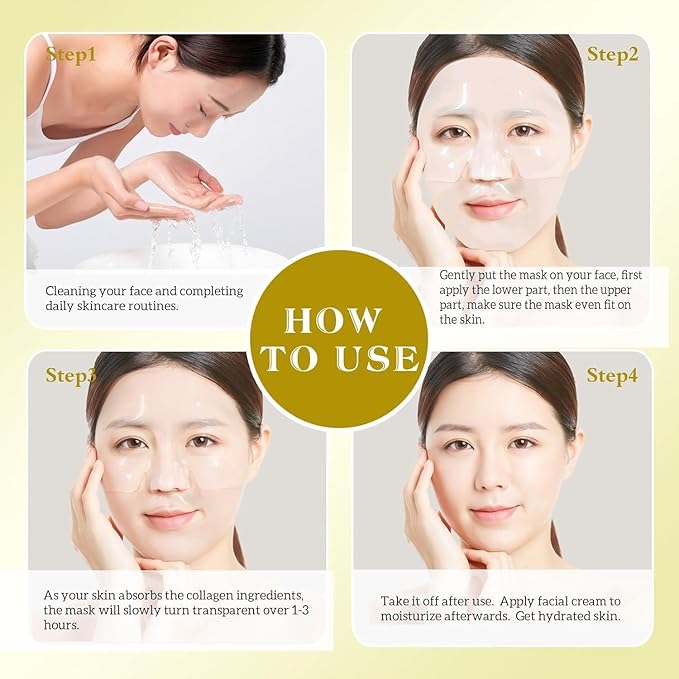 Deep Collagen Anti-Wrinkle Lifting Overnight mask, Bio-Collagen Real Deep Mask, Hydrating Face Mask with Low Molecular Weight Collagen for Elasticity, Pore Minimizing, Firming, Moisturizing 4 Pcs