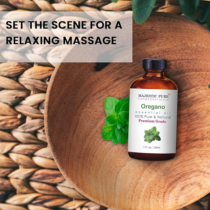 MAJESTIC PURE Oregano Essential Oil | 100% Pure and Natural Oregano Oil | Premium Grade Essential Oils for Hair Care, Home Diffusers, Skin, Aromatherapy, Massage and Humidifiers | 1 Fl Oz