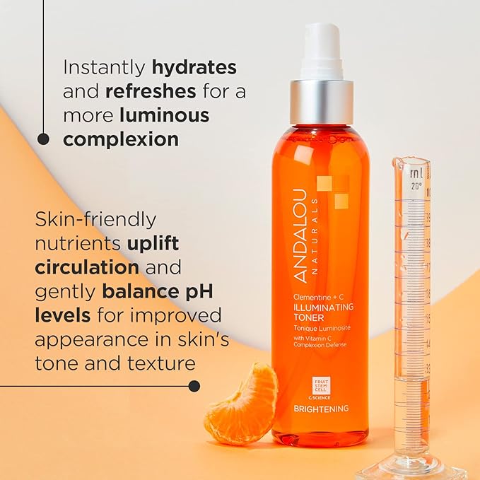 Andalou Naturals, Toner Facial Toner Helps Hydrate Balance Skin pH For Clear Even Skin, Clementine Plus C, 6 Fl Oz