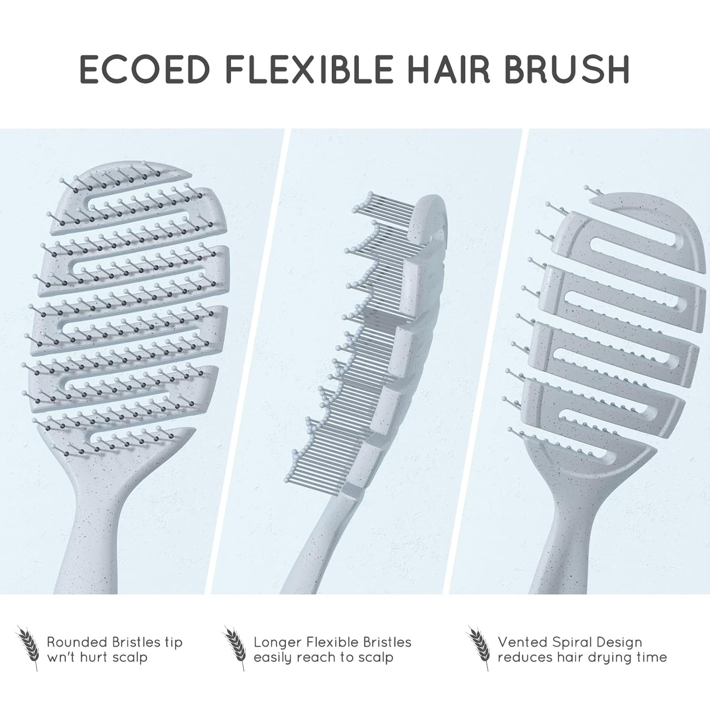 Hair brush, Vented Detangling Brush, Quickly Detangles and Smooths hair for Curly, Thick, and Straight Hair, Hair Brush for Women and Men, Blue, Eco Friendly, Sustainable Material