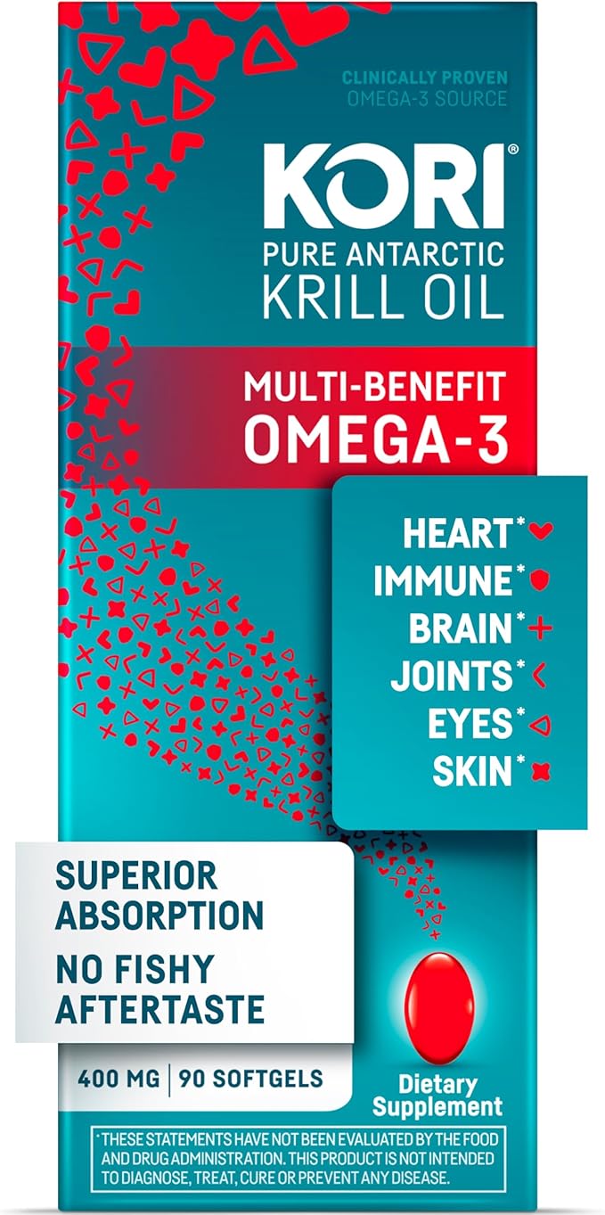 Kori Krill Oil Omega 3 Supplement, 400 mg 90 Softgels,