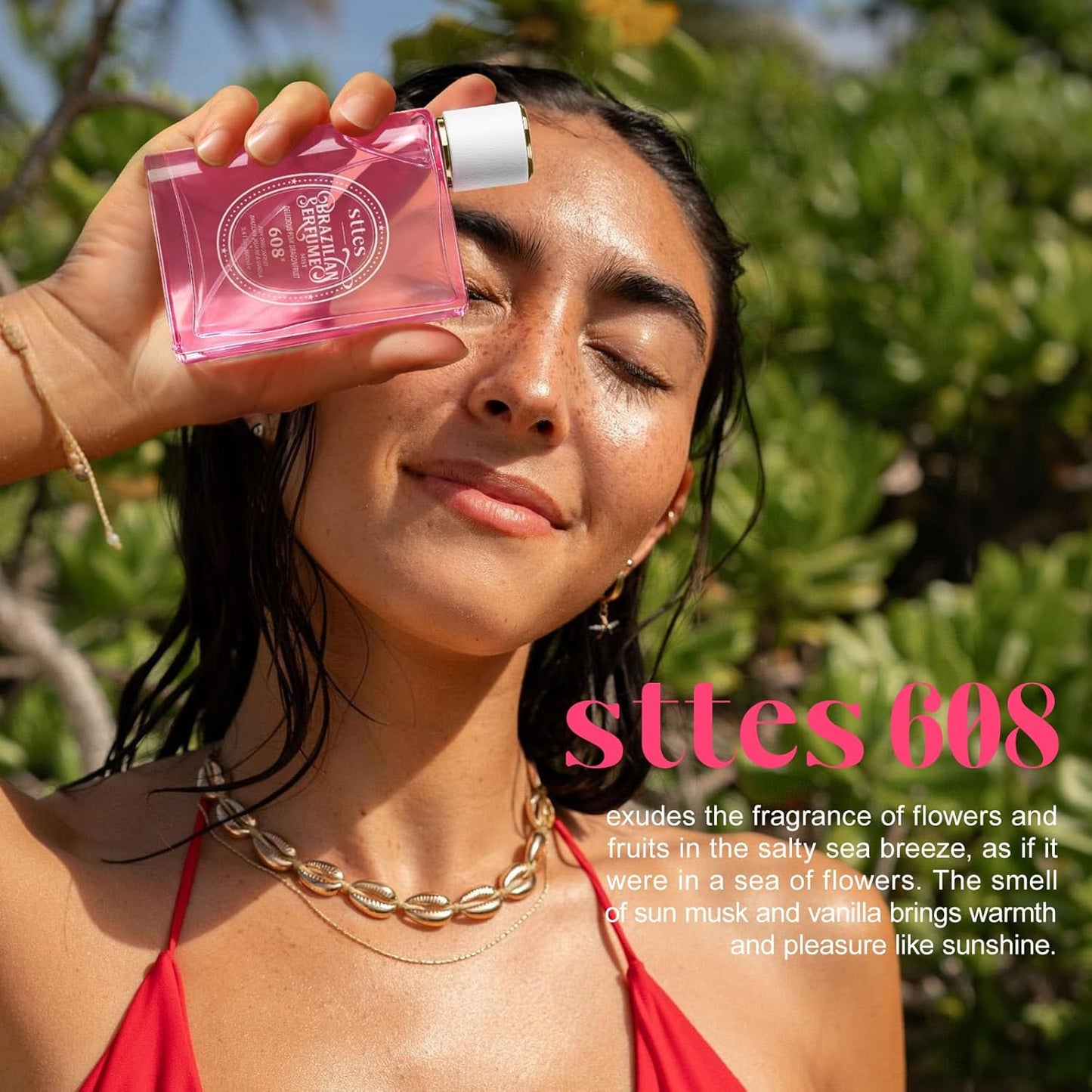 Sttes Perfume 608# (Delicious Pink Dragonfruit) - Eau de Perfume 100ml (3.4fl oz) Fruity and Floral (Vanilla + Jasmine + Red Pitaya)